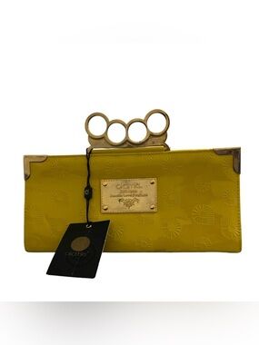 Vintage Akademiks Y2K Neon Yellow Knuckle Duster Clutch Bag - Rare